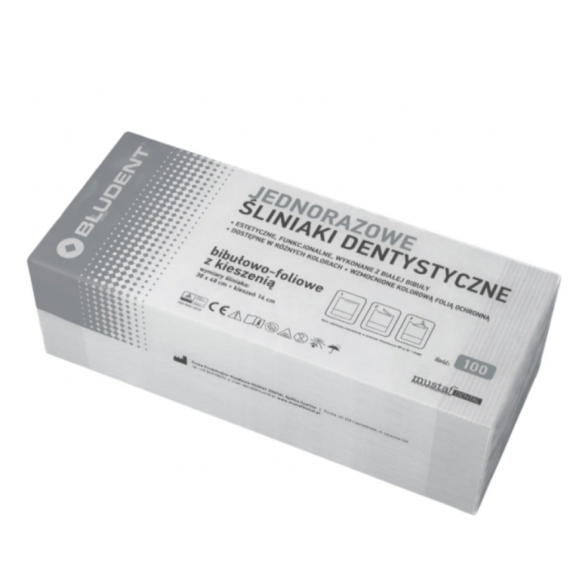 Śliniaki stomatologiczne z kieszonką białe (100szt.)