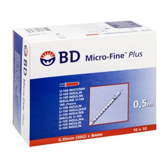Strzykawka insulinowa BD Micro Fine Plus 30G 0,30x8mm 0,5ml U-100 (10szt.)